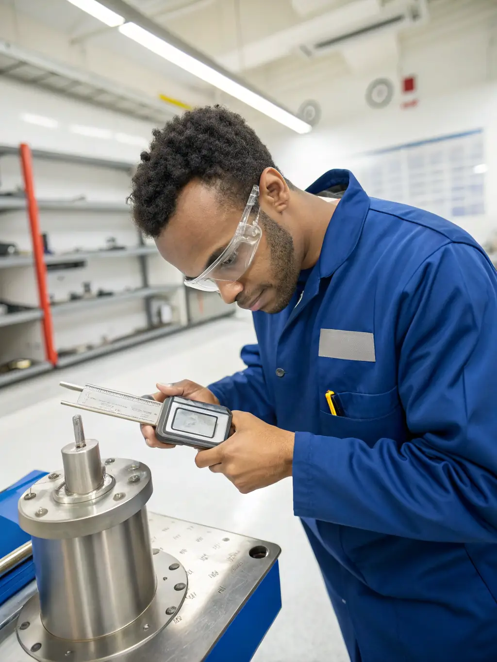 A quality engineer conducting a thorough inspection of manufactured parts, using precision measurement tools and techniques.