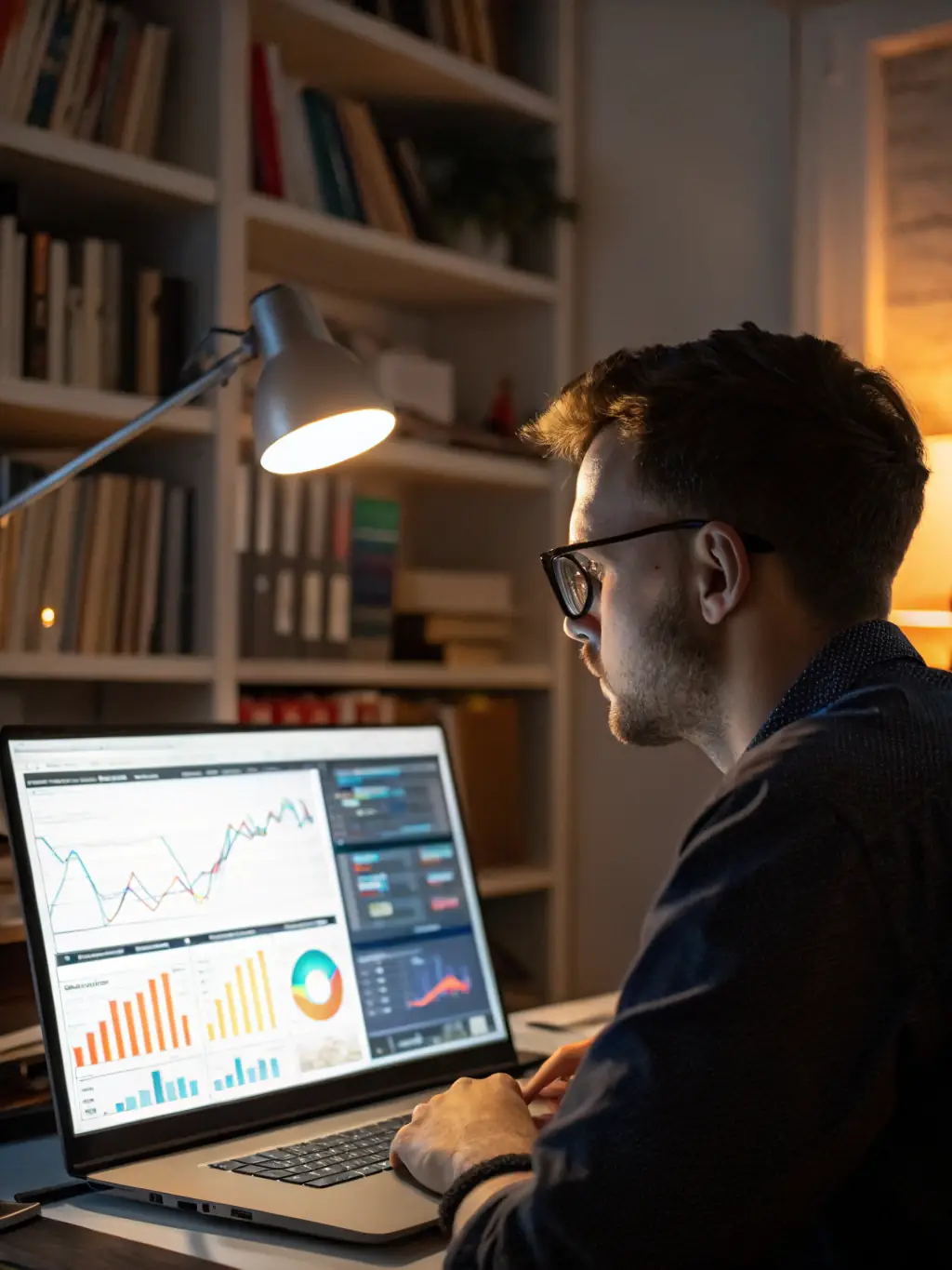 A quality manager using statistical process control software to monitor and optimize a manufacturing process.